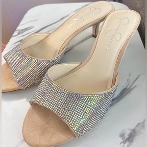 Jessica Simpson Low Heel cream color and sparkle sandals